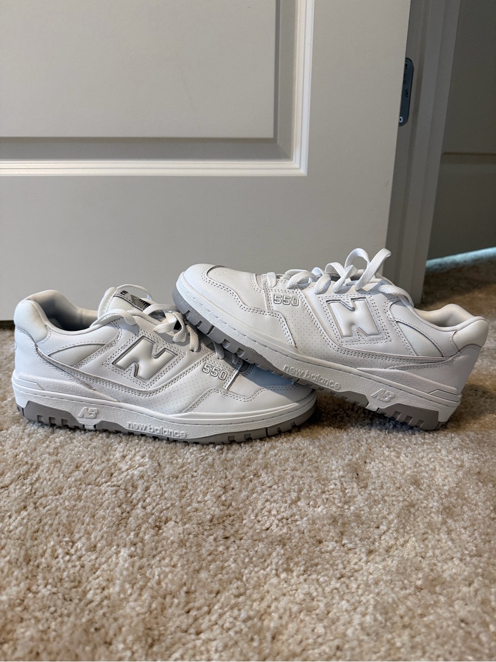 New Balance Men's 550 All-White Leather Sneakers